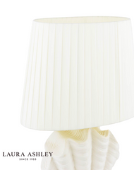 Laura Ashley Shell Table Lamp White Ceramic and Satin Chrome With Shade
