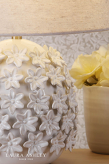 Laura Ashley Ingham Table Lamp White and Brushed Silver With Shade