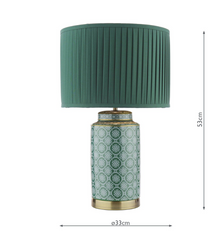 Laura Ashley Knipton Table Lamp Green Ceramic and Antique Brass With Shade