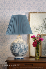 Laura Ashley Maltby Table Lamp Blue Ceramic and Antique Brass With Shade