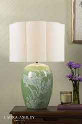 Laura Ashley Pashley Table Lamp Green Ceramic and Polished Chrome With Shade