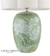Laura Ashley Pashley Table Lamp Green Ceramic and Polished Chrome With Shade