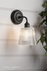 Laura Ashley Callaghan Outdoor Wall Light Matt Black and Ribbed Glass IP44