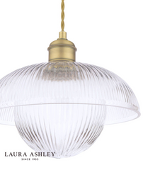 Laura Ashley Billham Pendant Matt Antique Brass and Ribbed Glass
