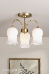Laura Ashley Lidsell 3 Light Semi-Flush Matt Antique Brass and Opal Glass