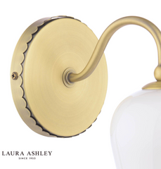 Laura Ashley Lidsell Wall Light Matt Antique Brass and Opal Glass