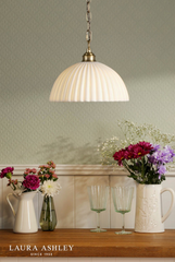 Laura Ashley Durford Large Pendant Matt Antique Brass and White Ceramic