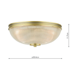 Laura Ashley Langdon 2 Light Bathroom Ceiling Light Matt Antique Brass and Textured Glass IP44