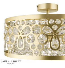 Laura Ashley Tilbrook 4 Light Flush Matt Champagne and Crystal