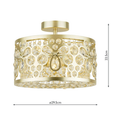 Laura Ashley Tilbrook 3 Light Flush Matt Champagne and Crystal