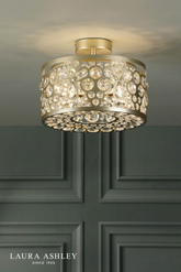 Laura Ashley Tilbrook 3 Light Flush Matt Champagne and Crystal