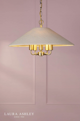 Laura Ashley Harland 5 Light Pendant Matt Antique Brass With Shade