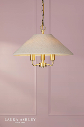 Laura Ashley Harland 3 Light Pendant Matt Antique Brass With Shade