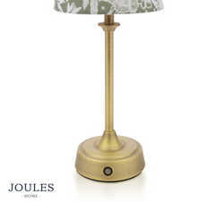Joules Apsley Rechargeable Table Lamp Matt Antique Brass With Green Shade LED