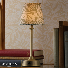 Joules Apsley Rechargeable Table Lamp Matt Antique Brass With Green Shade LED