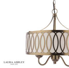 Laura Ashley Allerford 3 Light Pendant Satin Bronze and Taupe