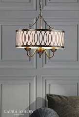Laura Ashley Allerford 3 Light Pendant Satin Bronze and Taupe