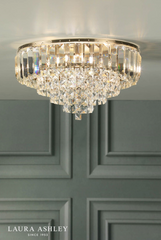 Laura Ashley Vienna 3 Light Flush Crystal and Antique Brass