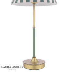 Laura Ashley Denwick Table Lamp Matt Antique Brass and Green Shade