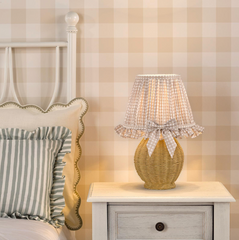 Omer Table Lamp Matt Taupe and Antique Brass With Shade