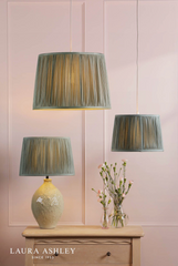 Laura Ashley Hemsley Green 100% Silk Tapered Drum Shade 40cm/16 inch