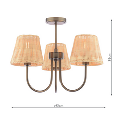 Laura Ashley Hasfield 3 Light Semi-Flush Satin Bronze With Shade