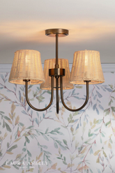 Laura Ashley Hasfield 3 Light Semi-Flush Satin Bronze With Shade