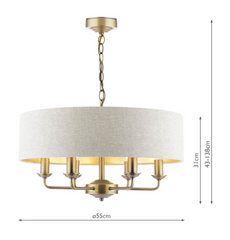 Laura Ashley Sorrento 6 Light Shadelier Matt Antique Brass With Natural Shade