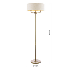 Laura Ashley Sorrento Floor Lamp 3 Light Matt Antique Brass