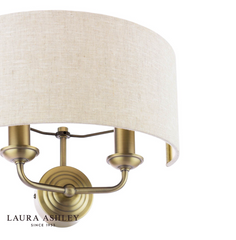 Laura Ashley Sorrento 2 lt Wall Light Matt Antique Brass With Natural Shade