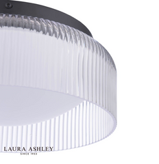 Laura Ashley Charissa Bathroom Ceiling Light Matt Black and Ribbed Glass IP44