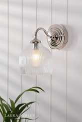 Laura Ashley Charissa Bathroom Wall Light Polished Chrome and Ribbed Glass IP44