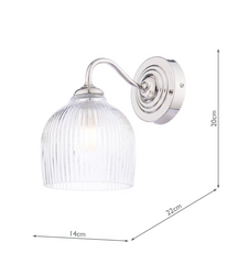 Laura Ashley Charissa Bathroom Wall Light Polished Chrome and Ribbed Glass IP44