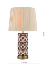 Laura Ashley Medlock Table Lamp Purple Ceramic and Antique Brass With Shade