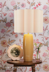 Laura Ashley Littleton Table Lamp Yellow Ceramic and Antique Brass With Shade