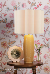 Laura Ashley Littleton Table Lamp Yellow Ceramic and Antique Brass With Shade