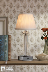 Eltham Rechargeable Table Lamp Crystal and Polished Nickel With Shade LED