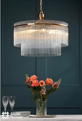 Eltham 6 Light Pendant Antique Gold and Glass
