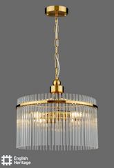 Eltham 4 Light Pendant Antique Gold and Glass