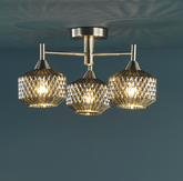 Fabrienne 3 Light Semi-Flush Satin Nickel and Smoked Glass
