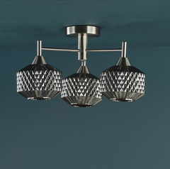 Fabrienne 3 Light Semi-Flush Satin Nickel and Smoked Glass