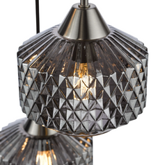 Fabrienne 3 Light Cluster Pendant Satin Nickel and Smoked Glass
