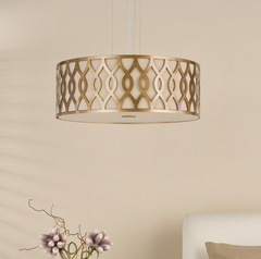 Locryn 4 Light Pendant Brushed Bronze and Taupe