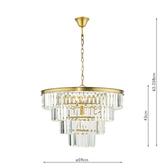 Rhapsody 6 Light Chandelier Tiered Crystal and Natural Brass