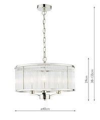 Evelyn 3 Light Pendant Polished Nickel and Glass