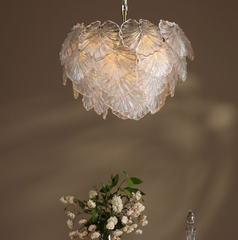 Courtney 10 Light Pendant Textured Glass and Antique Brass