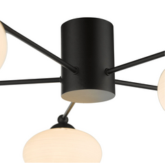 Jasper 5 Light Semi-Flush Matt Black and Opal Glass