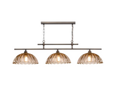 Mabel 3 Light Bar Pendant Antique Brass with Tobacco Glass