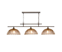 Mabel 3 Light Bar Pendant Antique Brass with Tobacco Glass