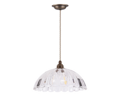 Mabel Pendant Clear Ribbed Glass and Antique Brass